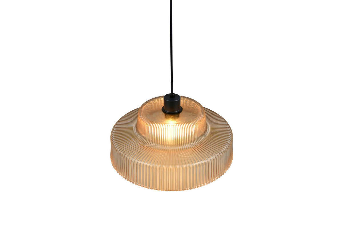 HÄNGELEUCHTE Abella 35/150 cm   - Bernsteinfarben/Schwarz, LIFESTYLE, Glas/Metall (35/150cm)