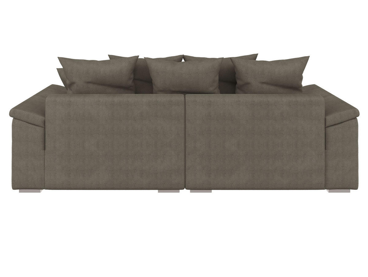 BIGSOFA TERMINI Velours, Webstoff Grau  - Beige/Naturfarben, Design, Holz/Textil (260/98/123cm) - MID.YOU