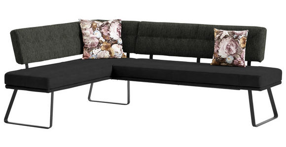 ECKBANK 169/225 cm in Schwarz, Dunkelbraun - Dunkelbraun/Schwarz, Design, Textil/Metall (169/225cm) - Dieter Knoll