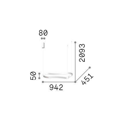 LED-HÄNGELEUCHTE 94.2/45,10/209.3 cm  - Goldfarben, Design, Metall (94.2/45,10/209.3cm) - Ideal Lux