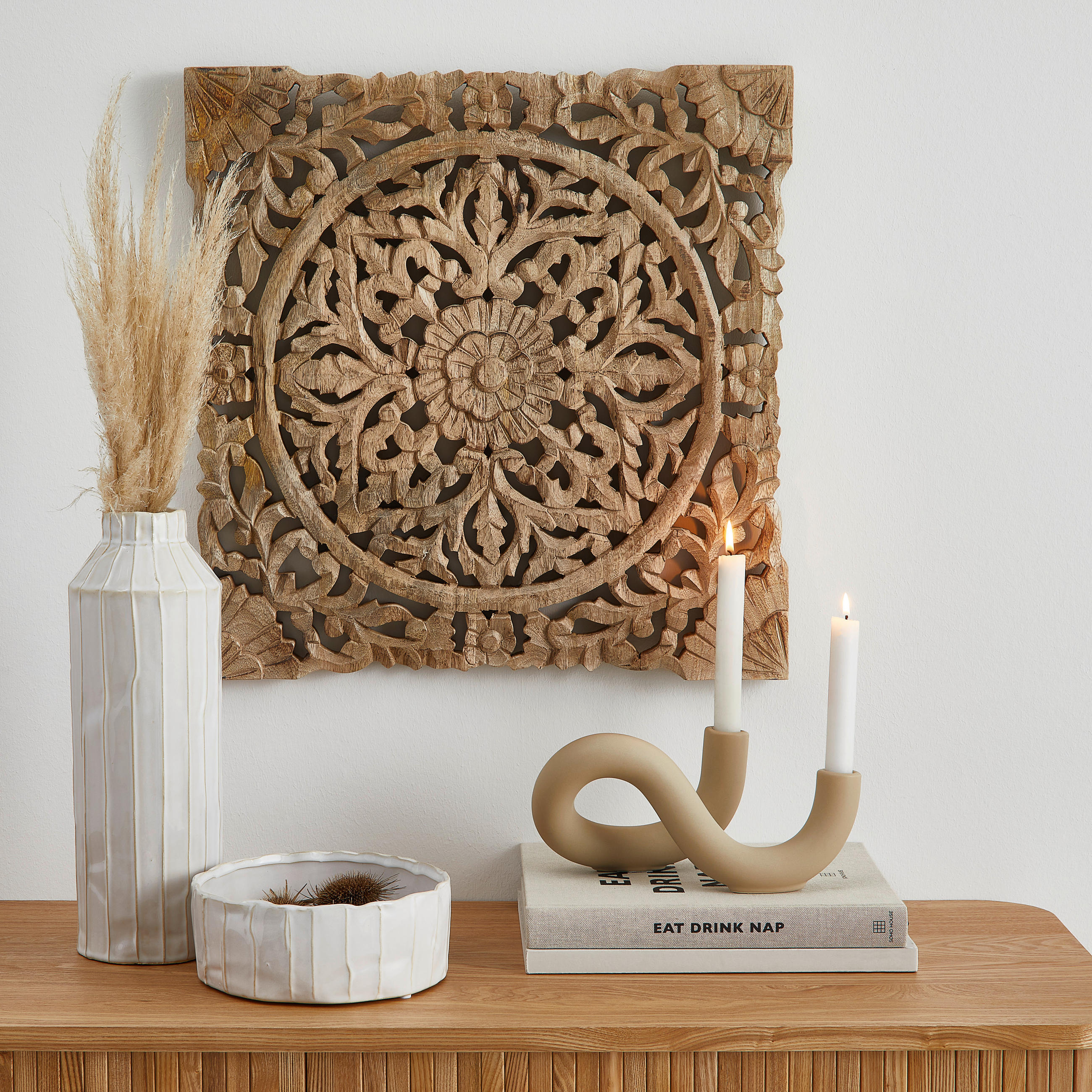 HOLZBILD Blumen  - Hellbraun, Basics, Holz (50/50/2cm)
