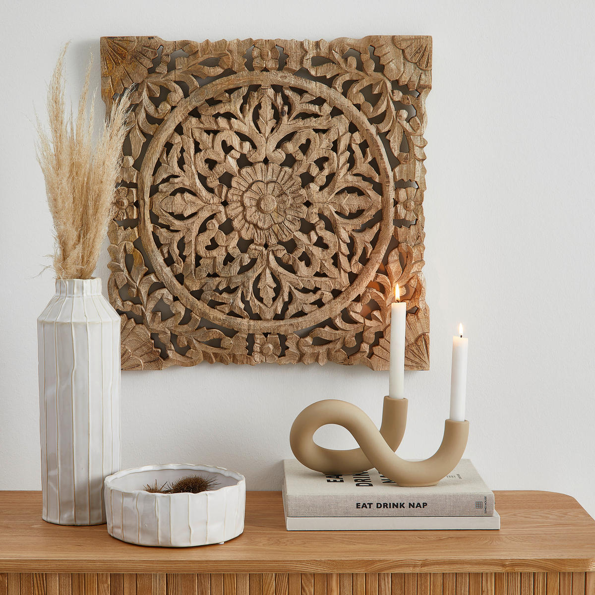 HOLZBILD Blumen  - Hellbraun, Basics, Holz (50/50/2cm)