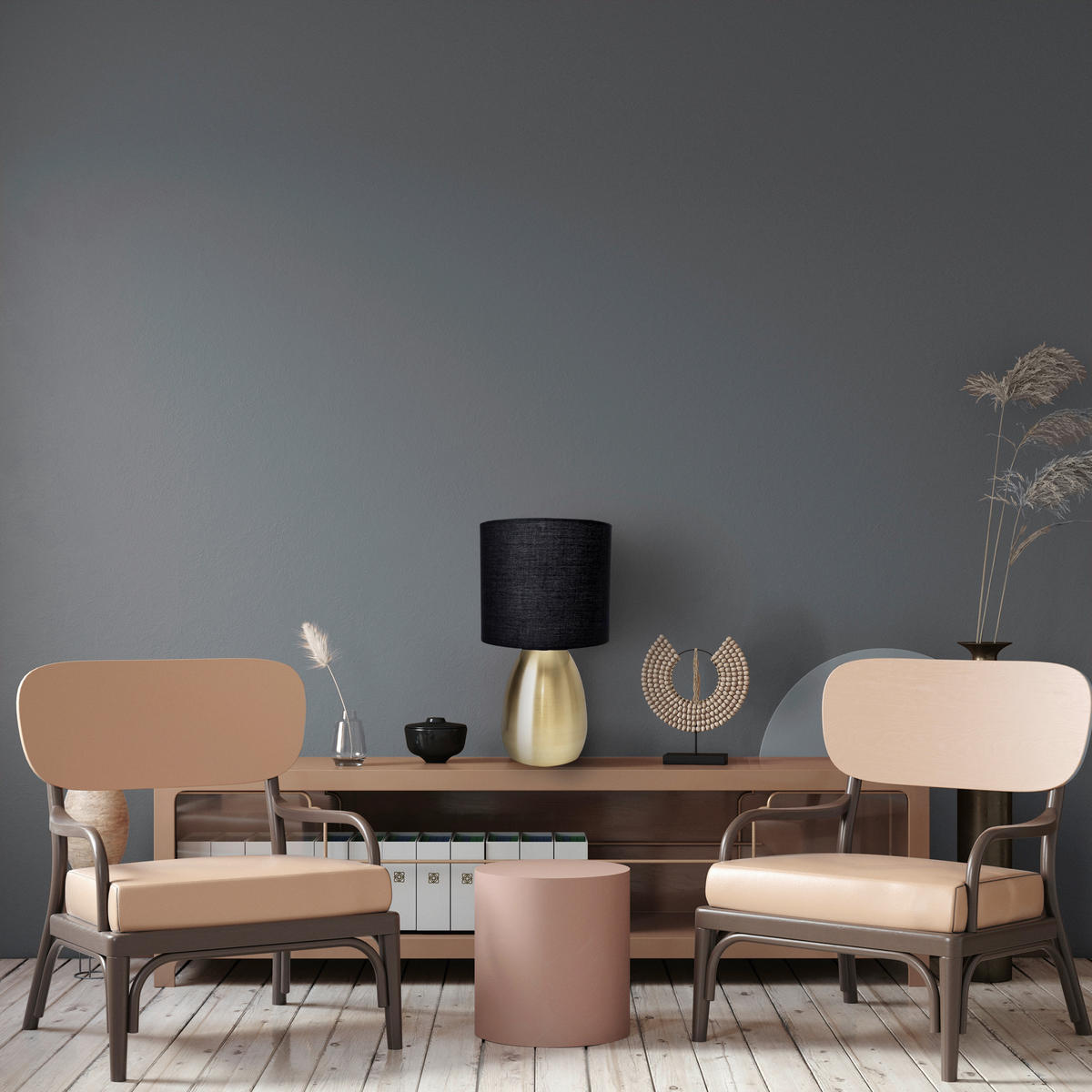 TISCHLEUCHTE Aurum 17,5/33 cm   - Goldfarben/Schwarz, Design, Textil/Metall (17,5/33cm) - Näve