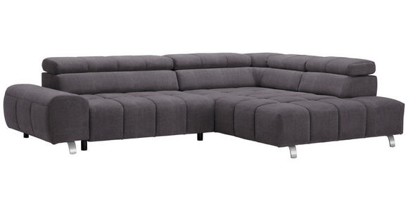 ECKSOFA in Webstoff Anthrazit 295/201 cm - Anthrazit/Silberfarben, Design, Textil/Metall (295/201cm) - Hom`in