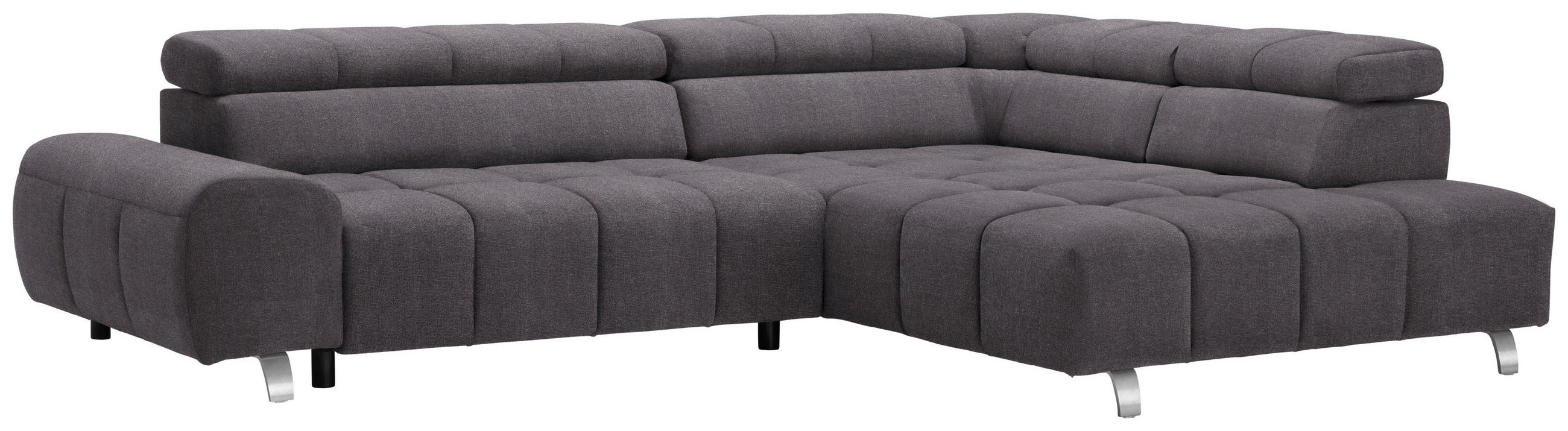 ECKSOFA Anthrazit Webstoff  - Anthrazit/Silberfarben, Design, Textil/Metall (295/201cm) - Hom`in