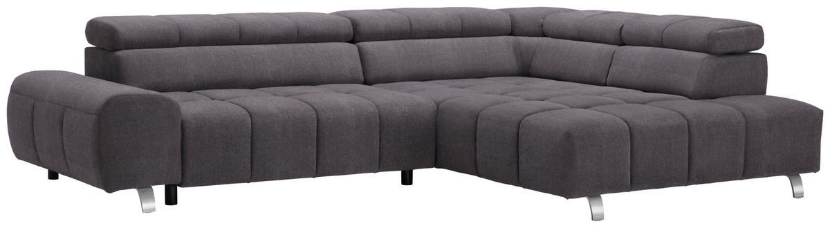 ECKSOFA Anthrazit Webstoff  - Anthrazit/Silberfarben, Design, Textil/Metall (295/201cm) - Hom`in