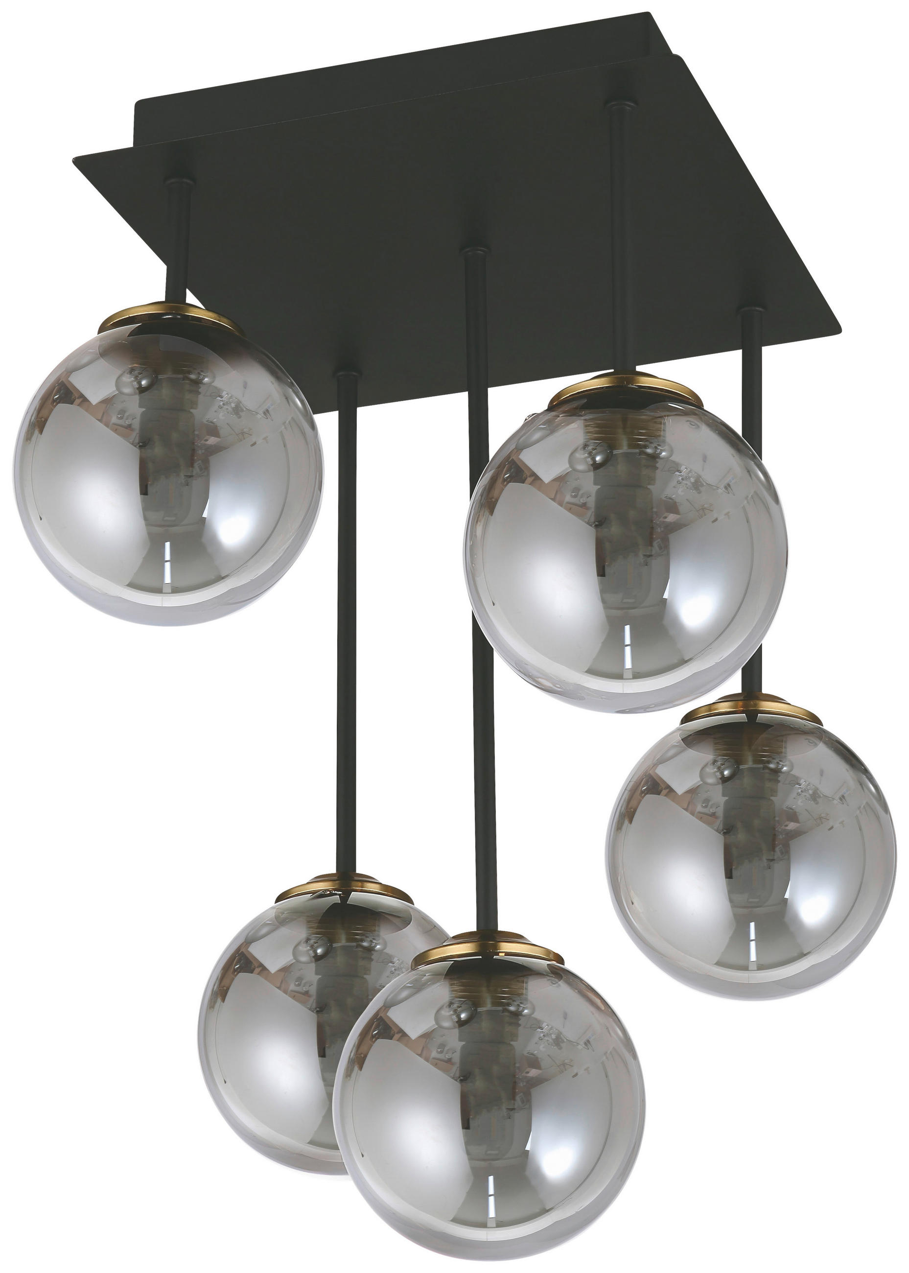 DECKENLEUCHTE 25,5/25,5/38 cm   - Messingfarben/Schwarz, Design, Glas/Metall (25,5/25,5/38cm) - Collet's Monde