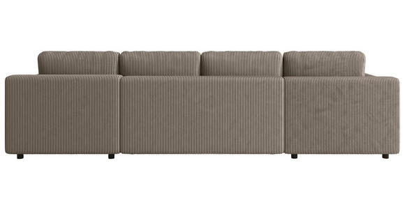 Wohnlandschaft inkl. Funktion Taupe Cord  - Taupe/Schwarz, KONVENTIONELL, Textil (200/360/200cm) - Xora