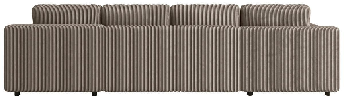 Wohnlandschaft inkl. Funktion Taupe Cord  - Taupe/Schwarz, KONVENTIONELL, Textil (200/360/200cm) - Xora