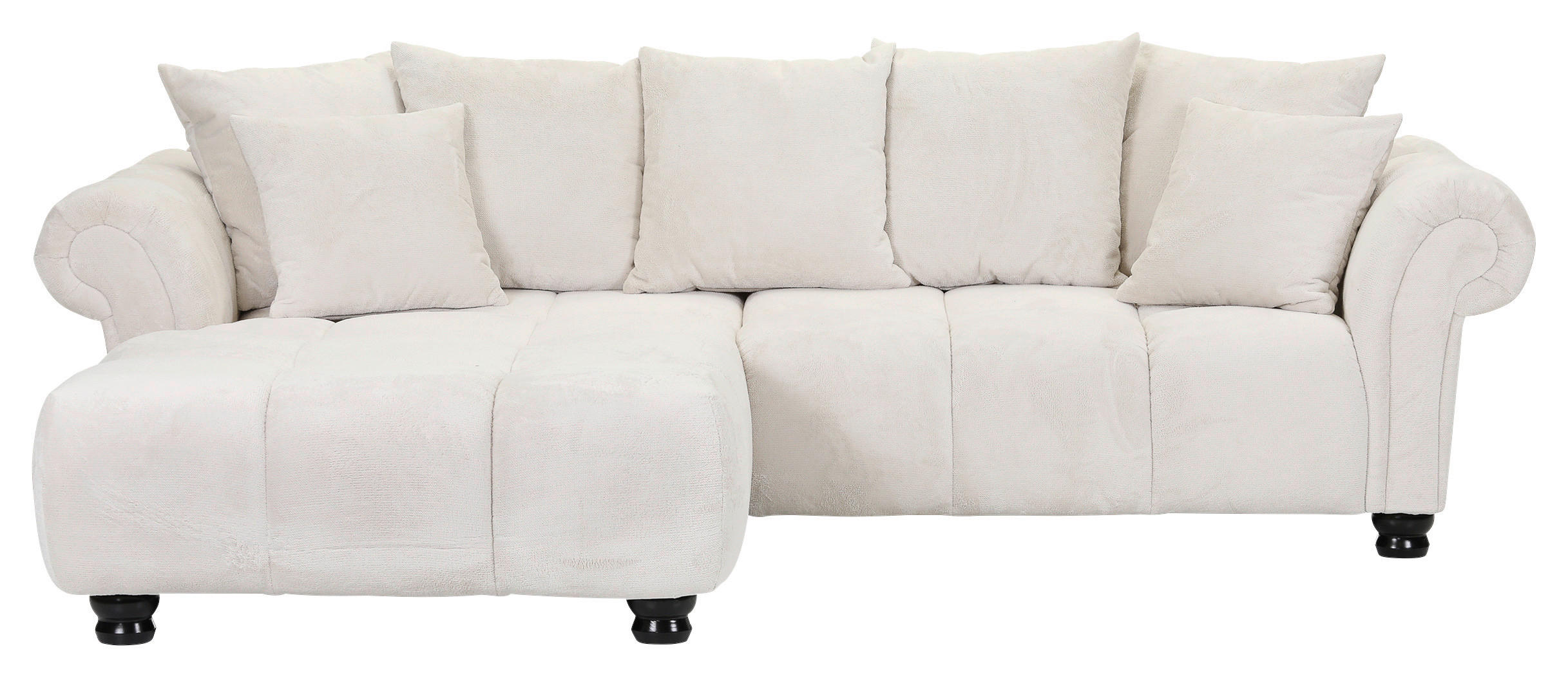 ECKSOFA Weiß Plüsch  - Dunkelbraun/Weiß, KONVENTIONELL, Holz/Textil (190/288cm) - Carryhome