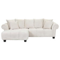 ECKSOFA Weiß Plüsch  - Dunkelbraun/Weiß, KONVENTIONELL, Holz/Textil (190/288cm) - Carryhome