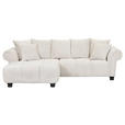 ECKSOFA  in Plüsch Weiß  190/288 cm  - Dunkelbraun/Weiß, KONVENTIONELL, Holz/Textil (190/288cm) - Carryhome