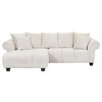 ECKSOFA  in Plüsch Weiß  190/288 cm  - Dunkelbraun/Weiß, KONVENTIONELL, Holz/Textil (190/288cm) - Carryhome