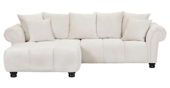 ECKSOFA  in Plüsch Weiß  190/288 cm  - Dunkelbraun/Weiß, KONVENTIONELL, Holz/Textil (190/288cm) - Carryhome
