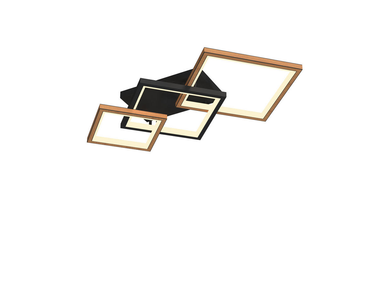PLAFONIERĂ CU LED - culoare lemn fag/negru, Natur, lemn/metal (62/12/110cm)