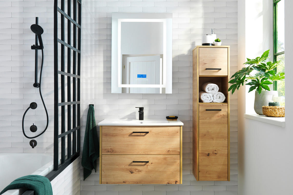 UMIVAL. ENOTA Z UMIVALNIKOM  - črna/bela, Design, leseni material/keramika (75cm) - Xora