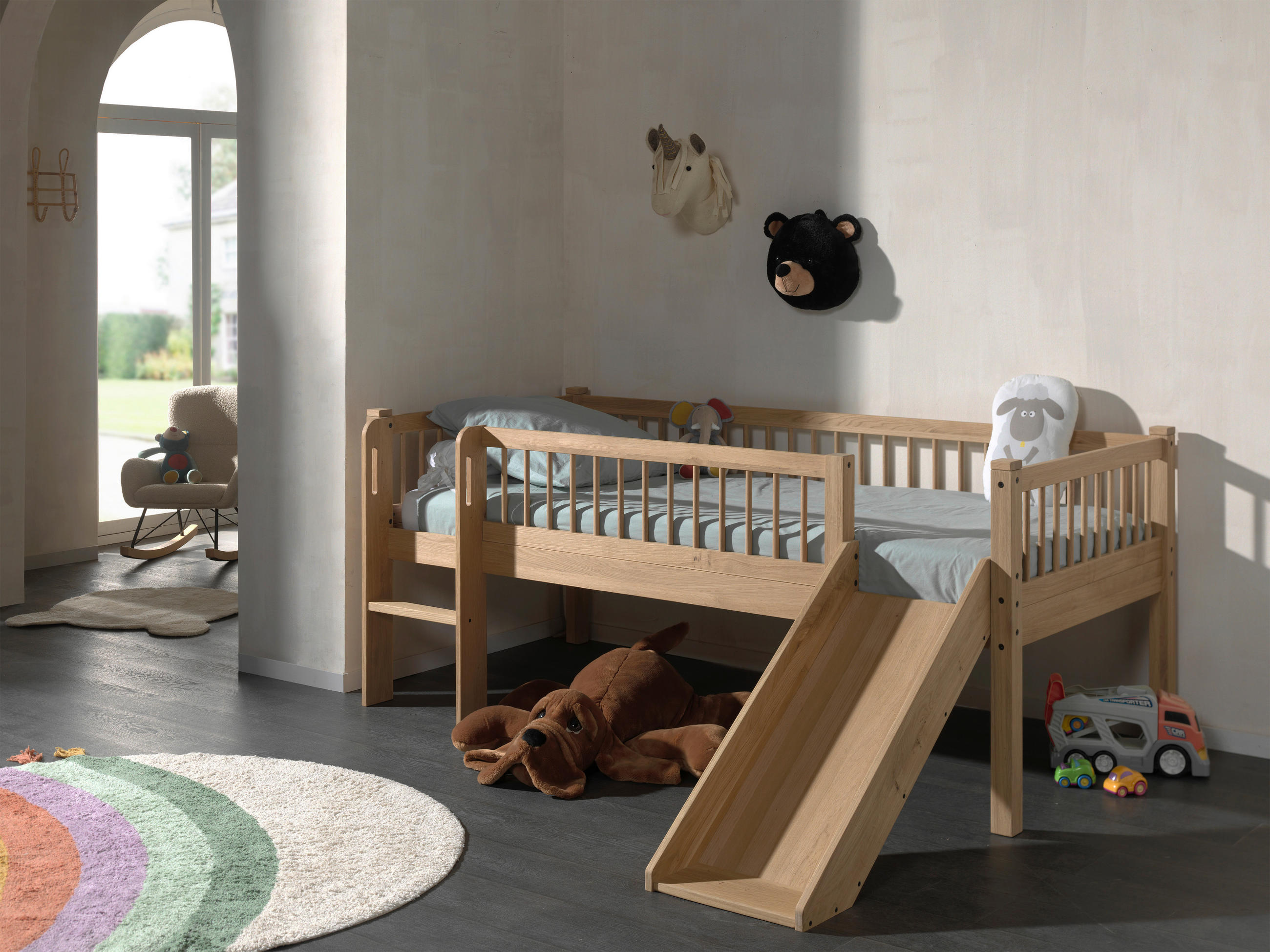 SPIELBETT Eiche massiv 90/200 cm Eichefarben  - Eichefarben/Naturfarben, MODERN, Holz (90/200cm) - Vipack