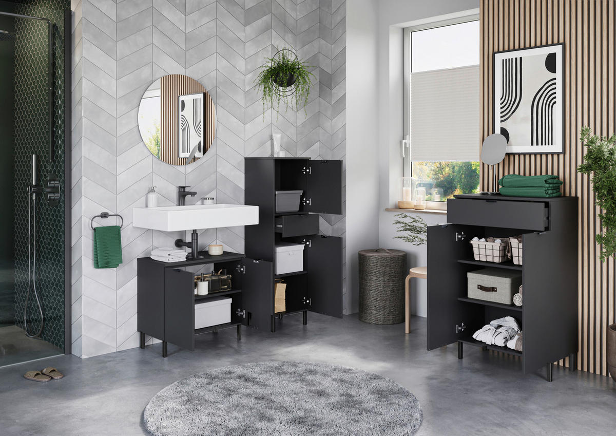 UNTERSCHRANK 60/97/34 cm   - Graphitfarben/Schwarz, MODERN, Holzwerkstoff/Metall (60/97/34cm) - Germania