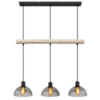 HÄNGELEUCHTE 80/20/120 cm    - Schwarz/Naturfarben, Natur, Glas/Holz (80/20/120cm) - Globo