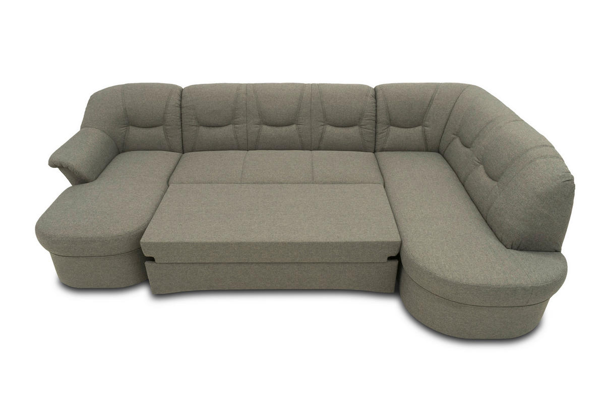 WOHNLANDSCHAFT Graubraun Mikrofaser  - Graubraun/Schwarz, KONVENTIONELL, Kunststoff/Textil (146/295/180cm) - MID.YOU