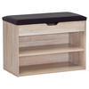 SCHUHBANK 60/40/30 cm  - Schwarz/Sonoma Eiche, KONVENTIONELL, Holzwerkstoff/Textil (60/40/30cm) - MID.YOU