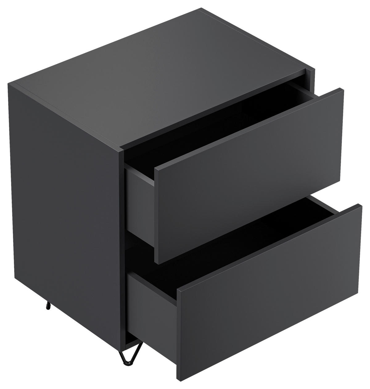 NACHTTISCH 61,2/65/42 cm  in Graphitfarben  - Graphitfarben/Schwarz, Basics, Holzwerkstoff/Metall (61,2/65/42cm) - MID.YOU