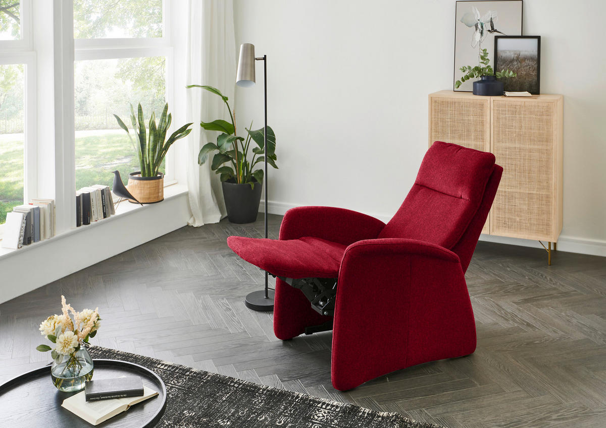 FERNSEHSESSEL in Chenille Rot  - Rot, Konventionell, Textil (79/114/87-176cm) - Valdera