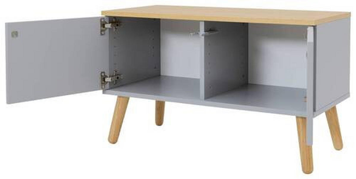 GARDEROBENBANK Dot  in 79/48/37 cm  - Eichefarben/Grau, Design, Holz/Holzwerkstoff (79/48/37cm)