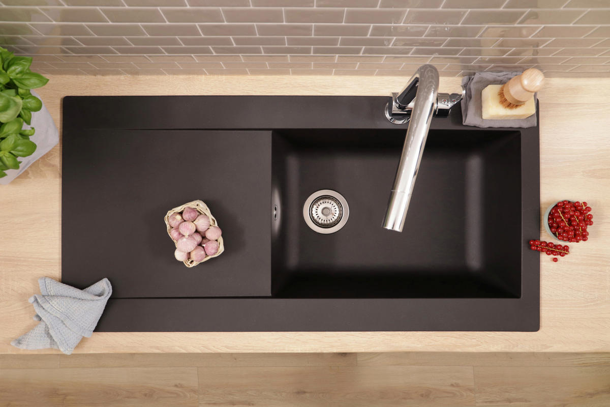 SPÜLE DENVER100X501BS  - Schwarz, Trend, Glas/Kunststoff (100/19,8/50cm) - Respekta