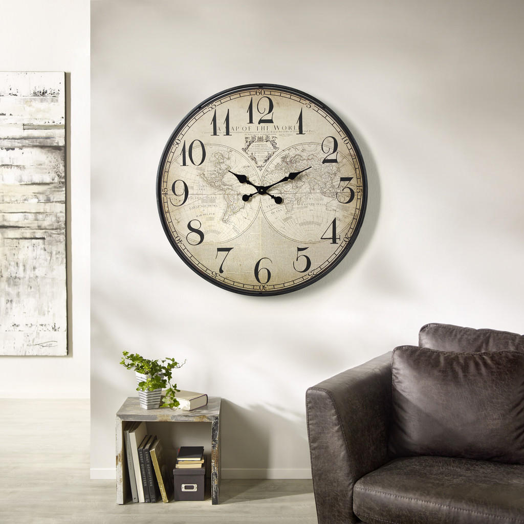 Thumbnail - Ambia Home Wanduhr, Mehrfarbig, Holz, Metall, Papier, Tanne, RoHS, Dekoration, Uhren, Wanduhren
