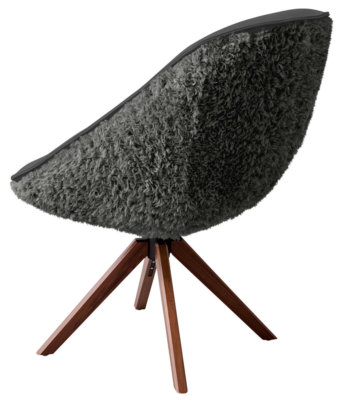 ARMLEHNSTUHL  Beinauswahl, Lederauswahl, Stoffauswahl, inklusive Armlehnen, automatische Rückholfunktion, gepolsterte Armlehnen, Sitzfläche 320° drehbar Hochflor Echtleder  - Graublau/Nussbaumfarben, Design, Leder/Holz (61/89/70cm) - Koinor