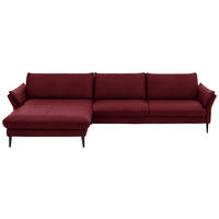 ECKSOFA in Echtleder Rot  - Rot/Schwarz, Design, Leder/Metall (172/334cm) - Valdera