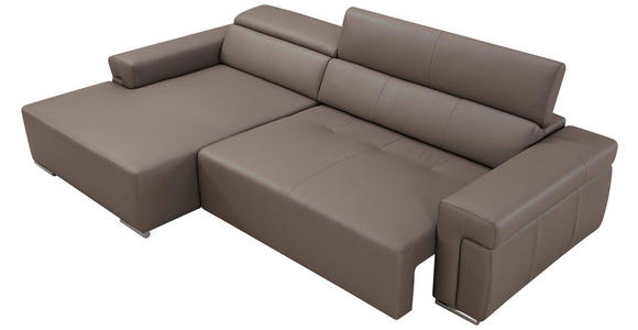 ECKSOFA DUA in Echtleder Grau  170/293 cm  - Chromfarben/Grau, Design, Leder/Metall (170/293cm) - Novel