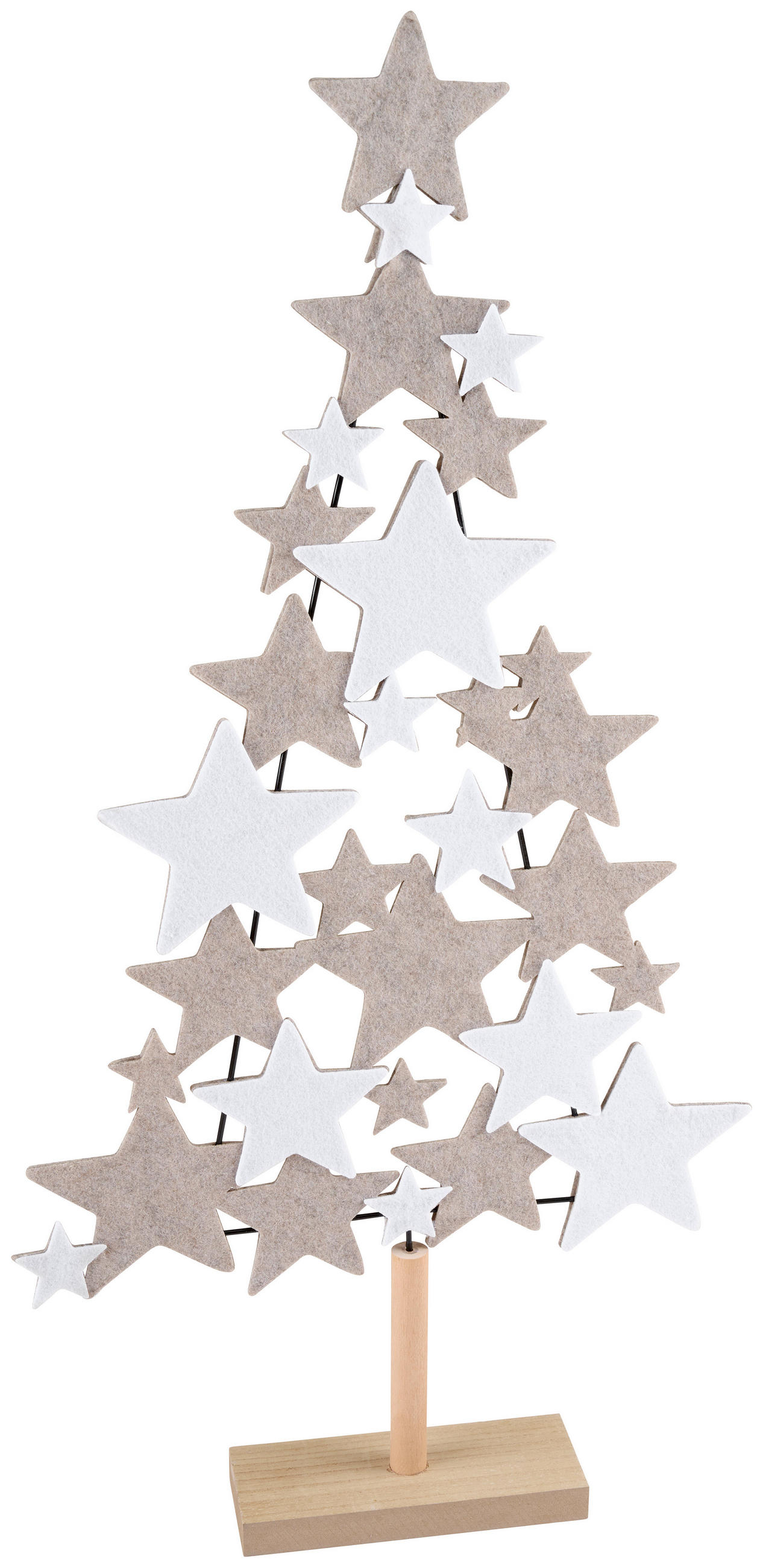 DEKORAČNÍ VÁNOČNÍ STROMEK - bílá/světle hnědá, Lifestyle, kompozitní dřevo/textil (38/75/7cm) - X-Mas