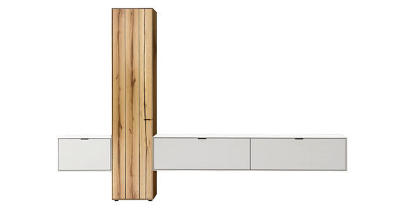 WOHNWAND  in Weiß, Eichefarben  320,7/205,5/37,1 cm  - Eichefarben/Weiß, Design, Glas/Holz (320,7/205,5/37,1cm) - Dieter Knoll