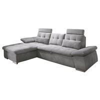 ECKSOFA  Mikrovelours Grau  - Silberfarben/Grau, Konventionell, Holzwerkstoff/Kunststoff (170/268cm) - MID.YOU