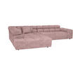 ECKSOFA  in Velours Rosa  213/317 cm  - Schwarz/Rosa, Design, Kunststoff/Textil (213/317cm) - Hom`in