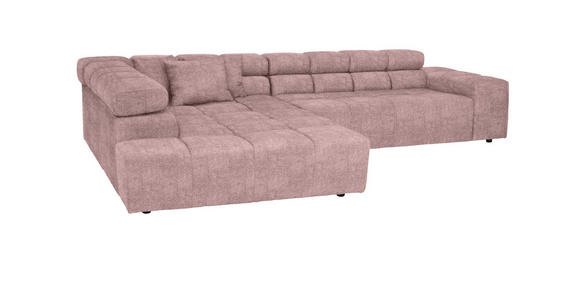 ECKSOFA  in Velours Rosa  213/317 cm  - Schwarz/Rosa, Design, Kunststoff/Textil (213/317cm) - Hom`in