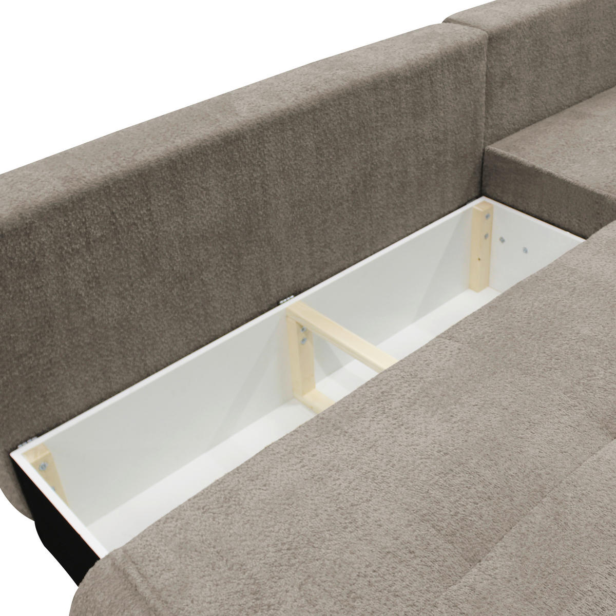 ECKSOFA  PAROS Beige Bouclé  - Beige/Schwarz, Design, Kunststoff/Textil (277/179cm) - MID.YOU