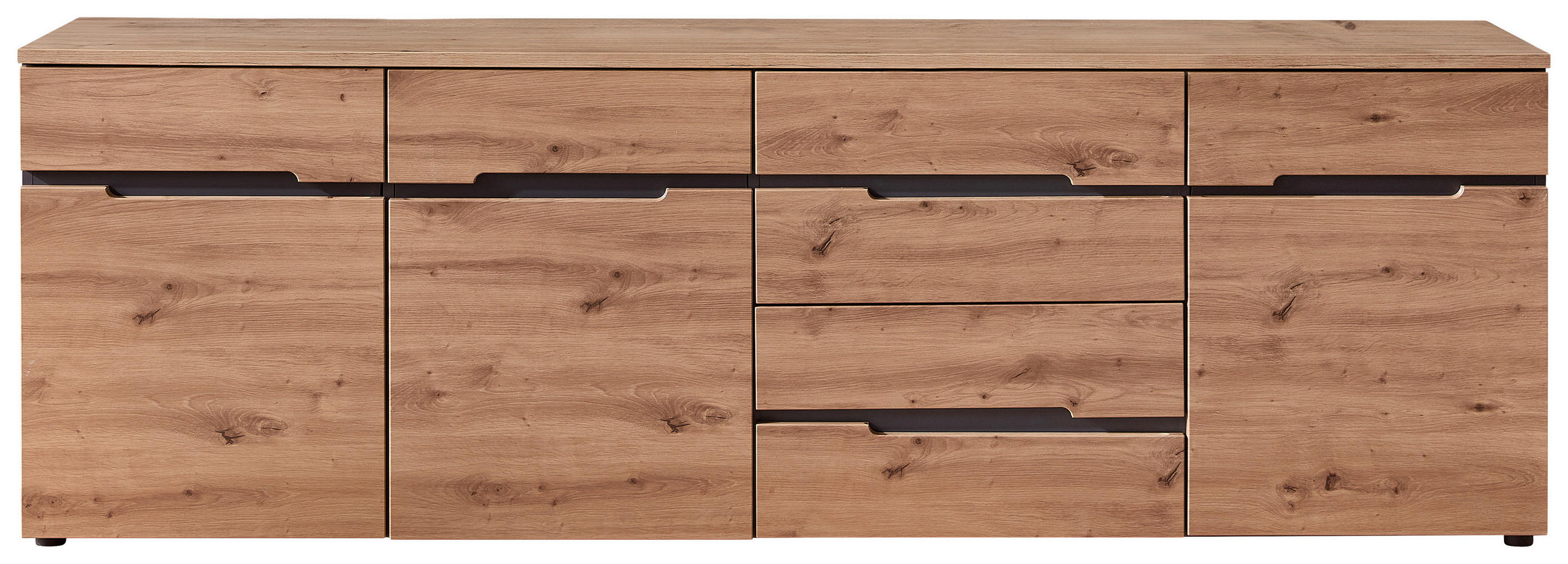 SIDEBOARD  230,2/75,5/43,8 cm 4 Schublade(n)  - Schwarz/Graphitfarben, Trend, Holzwerkstoff/Kunststoff (230,2/75,5/43,8cm) - Carryhome