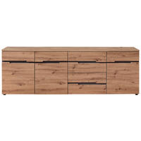SIDEBOARD  230,2/75,5/43,8 cm 4 Schublade(n)  - Schwarz/Graphitfarben, Trend, Holzwerkstoff/Kunststoff (230,2/75,5/43,8cm) - Carryhome