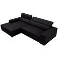 ECKSOFA DUA in Echtleder Schwarz  170/293 cm  - Chromfarben/Schwarz, Design, Leder/Metall (170/293cm) - Novel