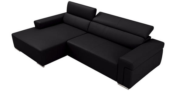 ECKSOFA DUA in Echtleder Schwarz  170/293 cm  - Chromfarben/Schwarz, Design, Leder/Metall (170/293cm) - Novel