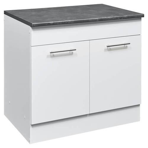 SPÜLENUNTERSCHRANK 100/90/60 cm  in Grau, Weiß  - Edelstahlfarben/Weiß, KONVENTIONELL, Holzwerkstoff/Metall (100/90/60cm) - MID.YOU