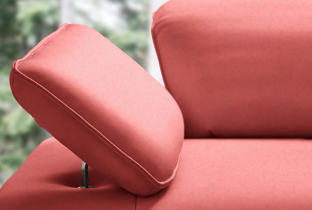 ECKSOFA Echtleder Koralle  - Koralle/Anthrazit, Design, Leder/Metall (290/230cm) - Johann Jakob