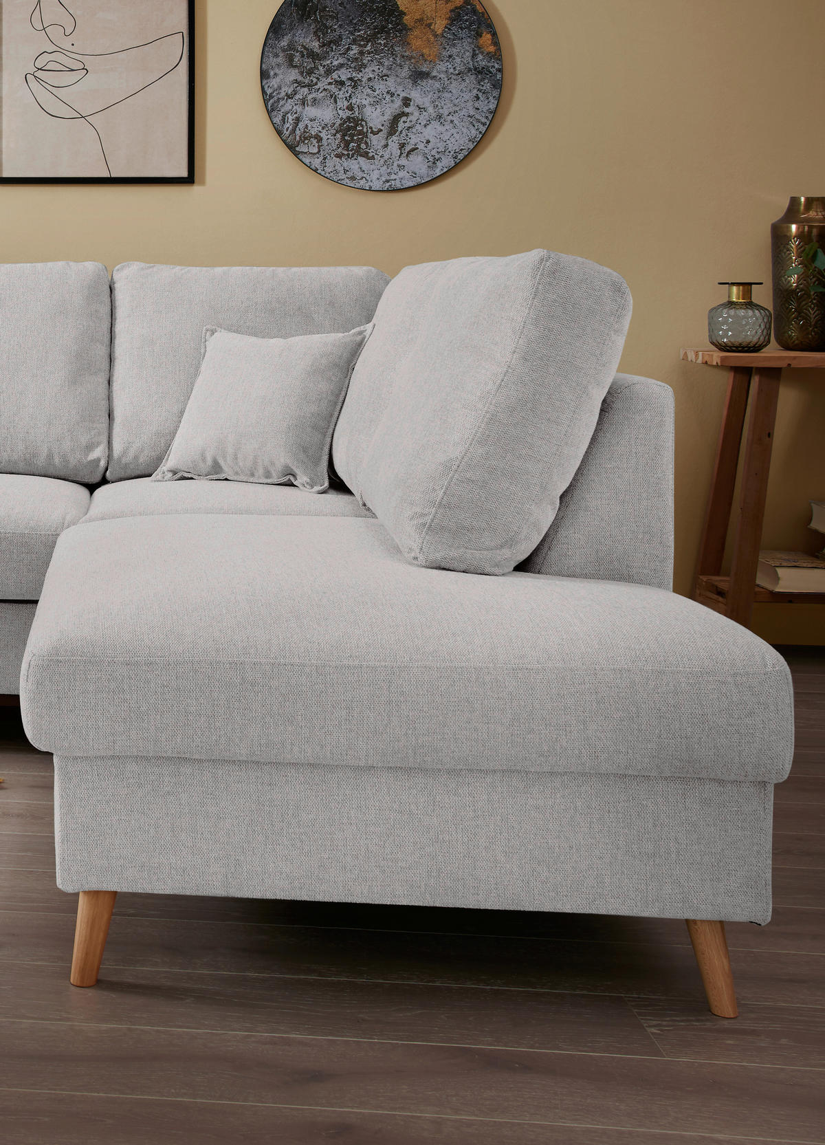 ECKSOFA Valentina Grau Chenille  - Naturfarben/Grau, MODERN, Holz/Textil (230/200cm) - Livetastic