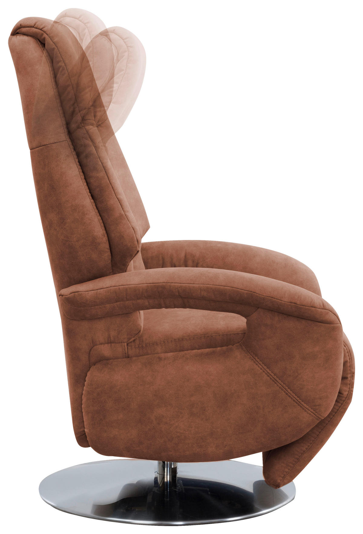 RELAXSESSEL  in Mikrofaser Cognac  - Chromfarben/Cognac, Konventionell, Textil/Metall (74/111/77cm) - Sit & More