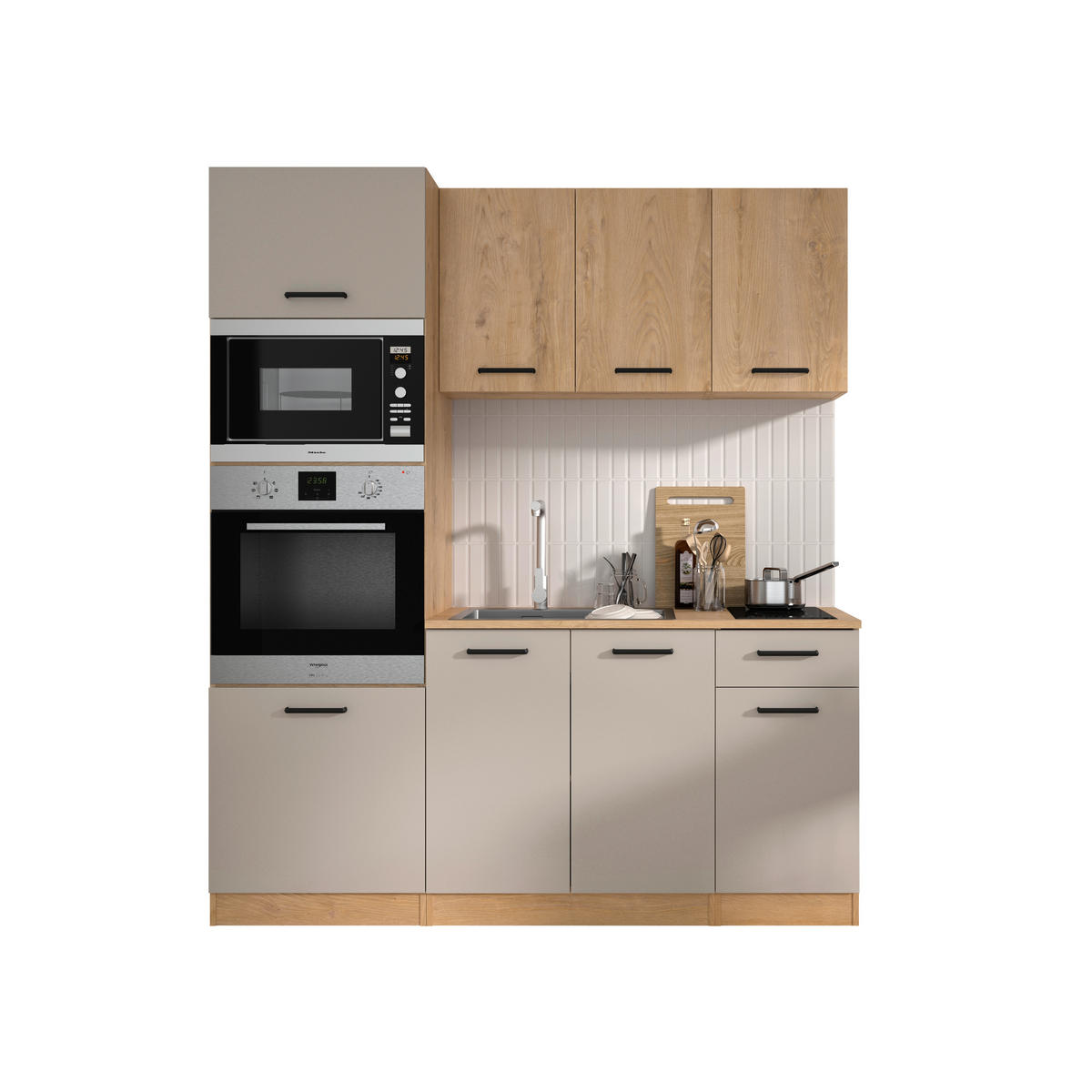 KÜCHENLEERBLOCK   in Beige, Beigebraun  - Beige/Beigebraun, Trend, Holzwerkstoff/Metall (180/211/60cm) - MID.YOU