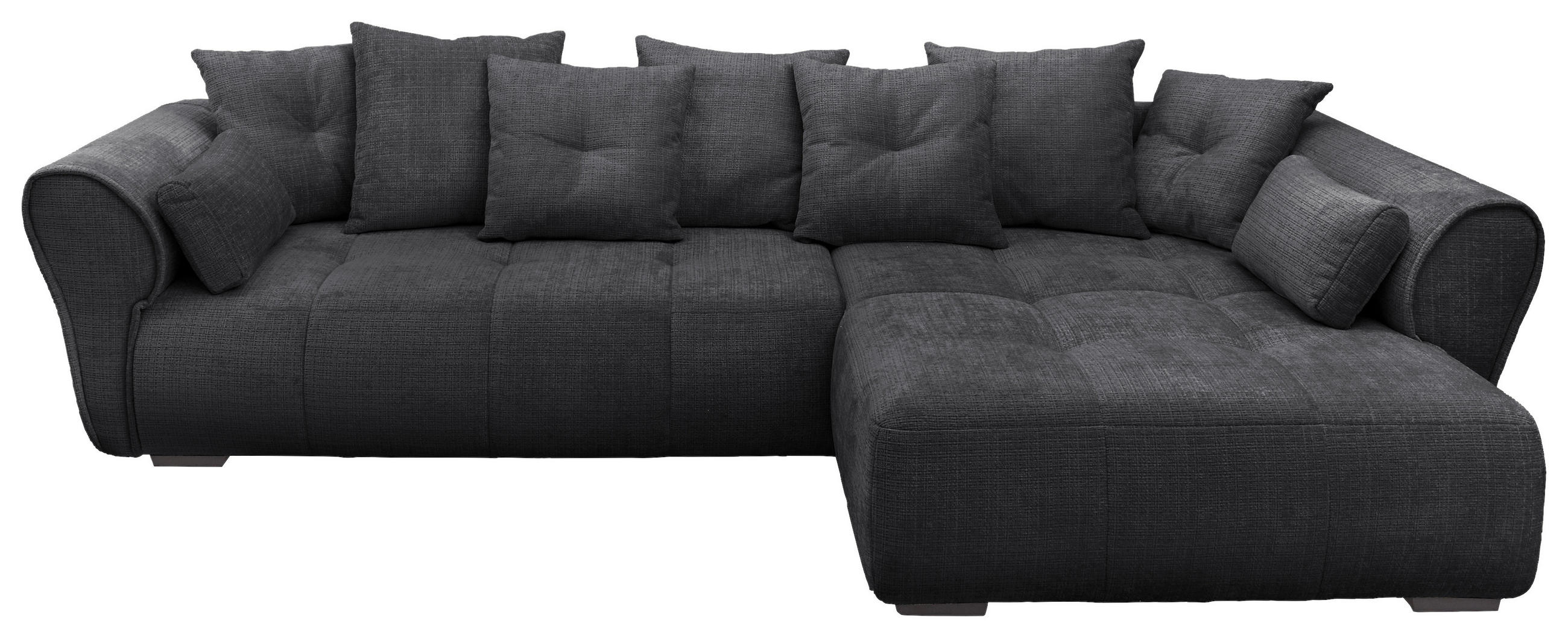 ECKSOFA Schwarz Chenille  - Schwarz, KONVENTIONELL, Kunststoff/Textil (330/197cm) - MID.YOU