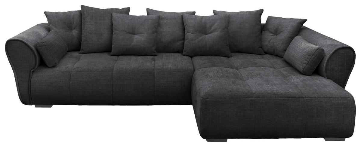 ECKSOFA in Chenille Schwarz  - Schwarz, Konventionell, Kunststoff/Textil (330/197cm) - MID.YOU